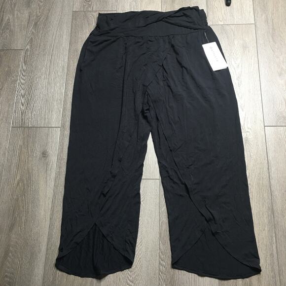 NWT Athleta Release Pant Hi Rise Wide Leg Split Hem Crop Lounge Yoga Black XL - Picture 3 of 12